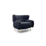 Dark Grey Velvet Tufted Single Seater Armchair with Gold Legs