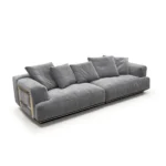 Grey Oversized Modular Sofa with Plush Back Pillows