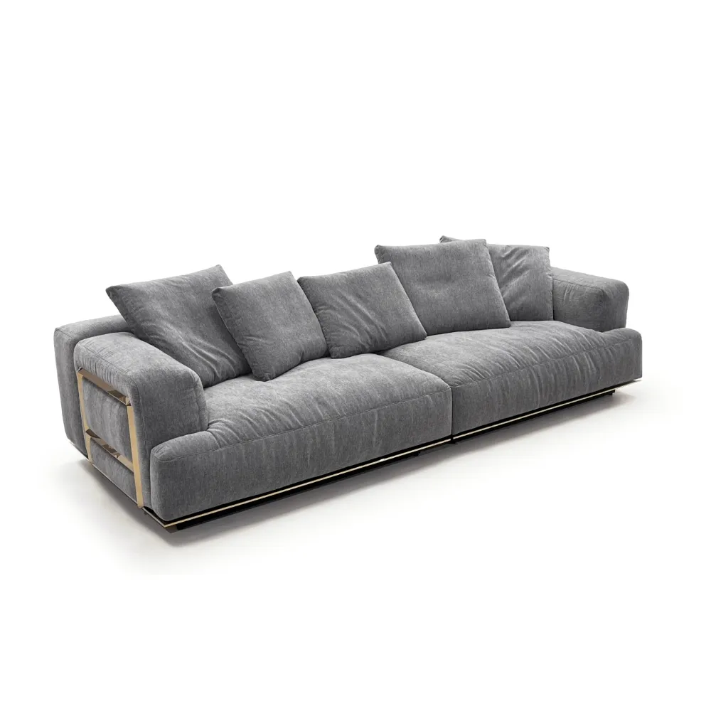 Grey Oversized Modular Sofa with Plush Back Pillows