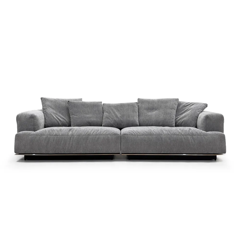 Grey Oversized Modular Sofa with Plush Back Pillows