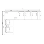 Grey Tweed Three Seater Sofa with Side Storage and Black Accents