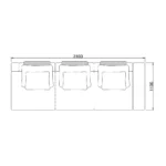 Grey Tweed Three Seater Sofa with Side Storage and Black Accents