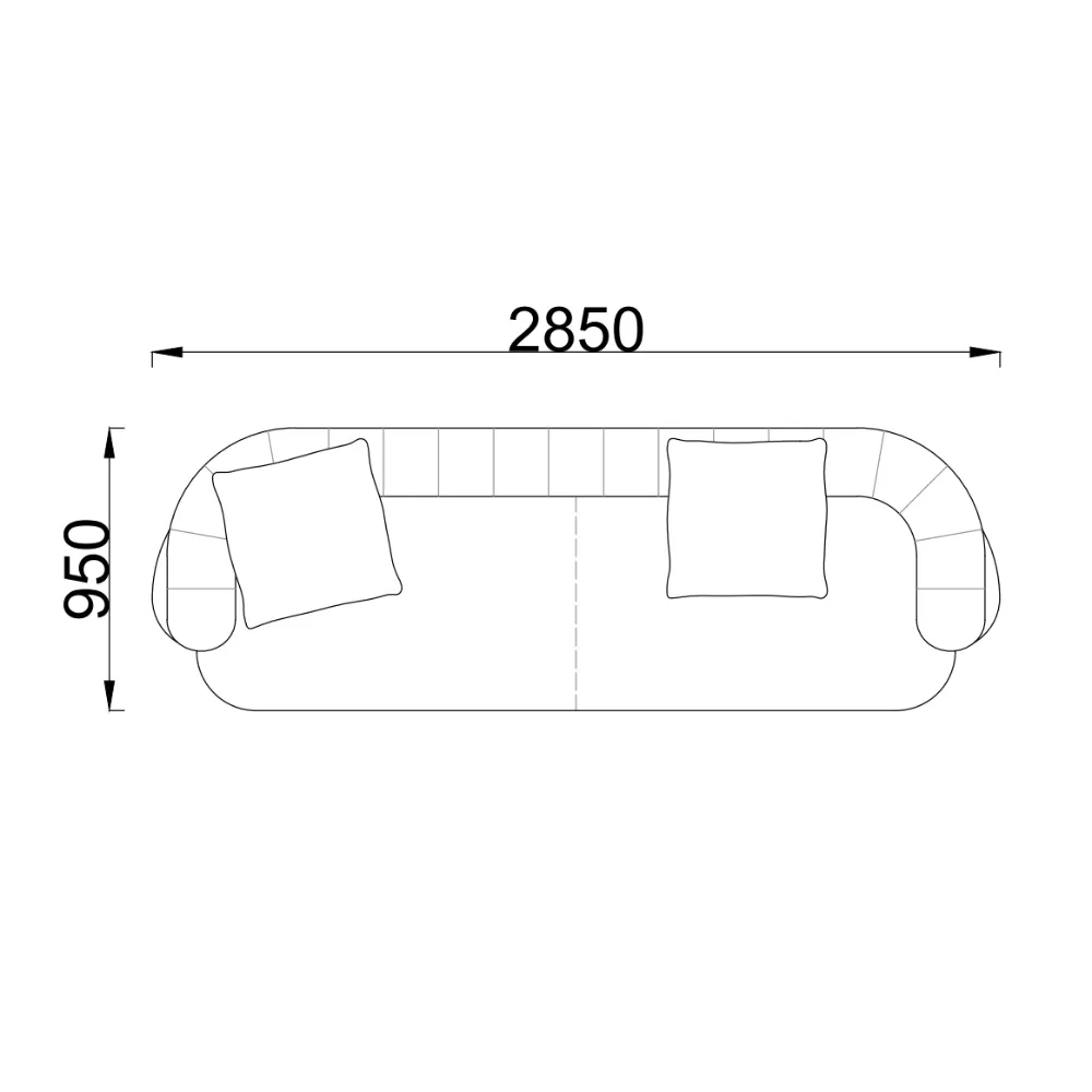 Light Blue Curved Sofa with Tufted Backrest and Metal Base