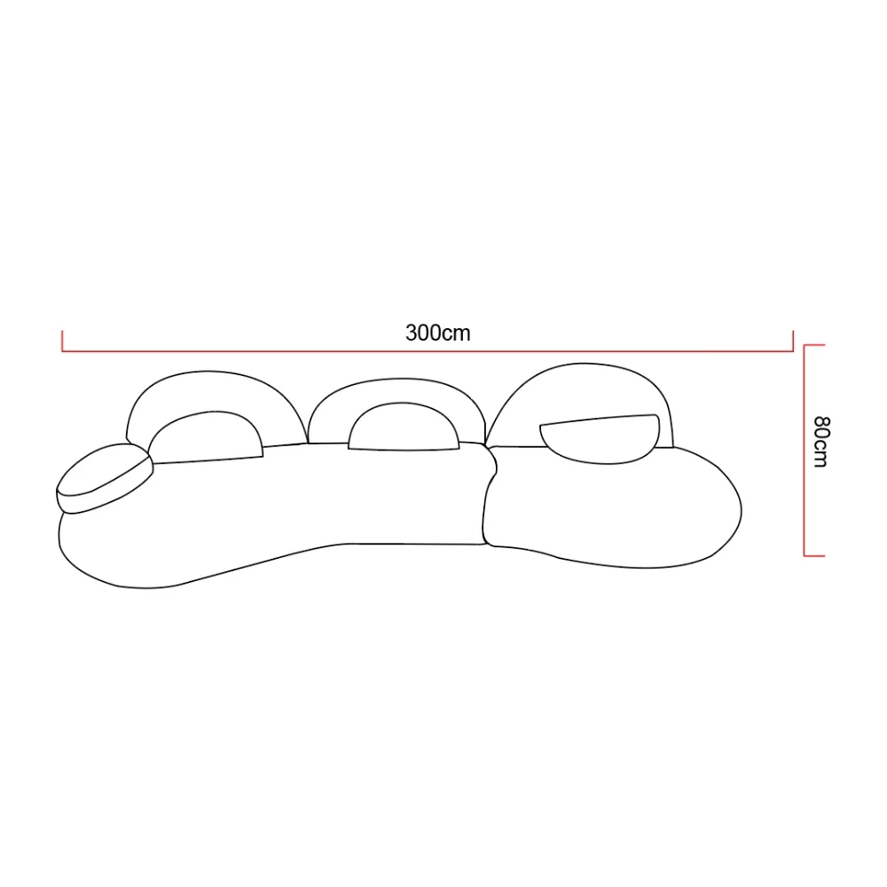 Light Blue Textured Fabric Curved Four Seater Sofa