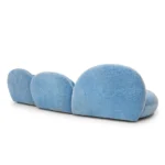 Light Blue Textured Fabric Curved Four Seater Sofa