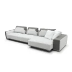 Light Grey L Shape Sectional Sofa with Dual Material Accents