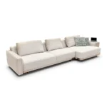 Light Grey L Shape Sectional Sofa with Dual Material Accents