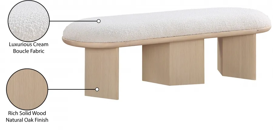 Meridian Furniture Wilshire Cream Boucle Fabric Bench