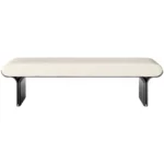 Minimalist White Upholstered Bench with Black Legs for Entryway or Bedroom (1)