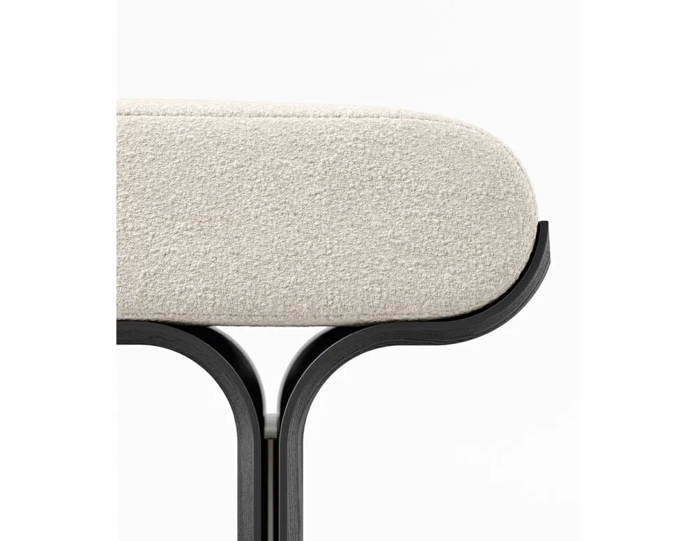 Minimalist White Upholstered Bench with Black Legs for Entryway or Bedroom