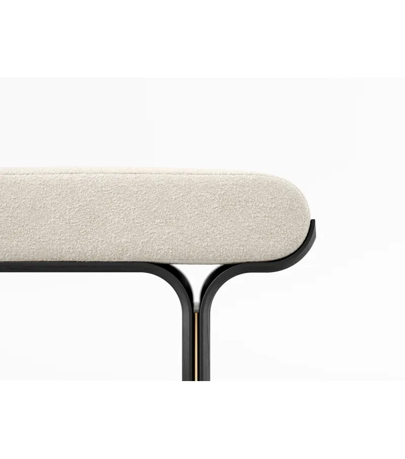 Minimalist White Upholstered Bench with Black Legs for Entryway or Bedroom