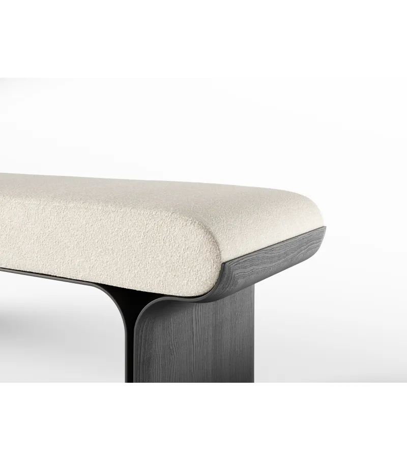 Minimalist White Upholstered Bench with Black Legs for Entryway or Bedroom