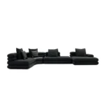 Modern Black Modular Sectional Sofa with Leather Accents and Throw Pillows