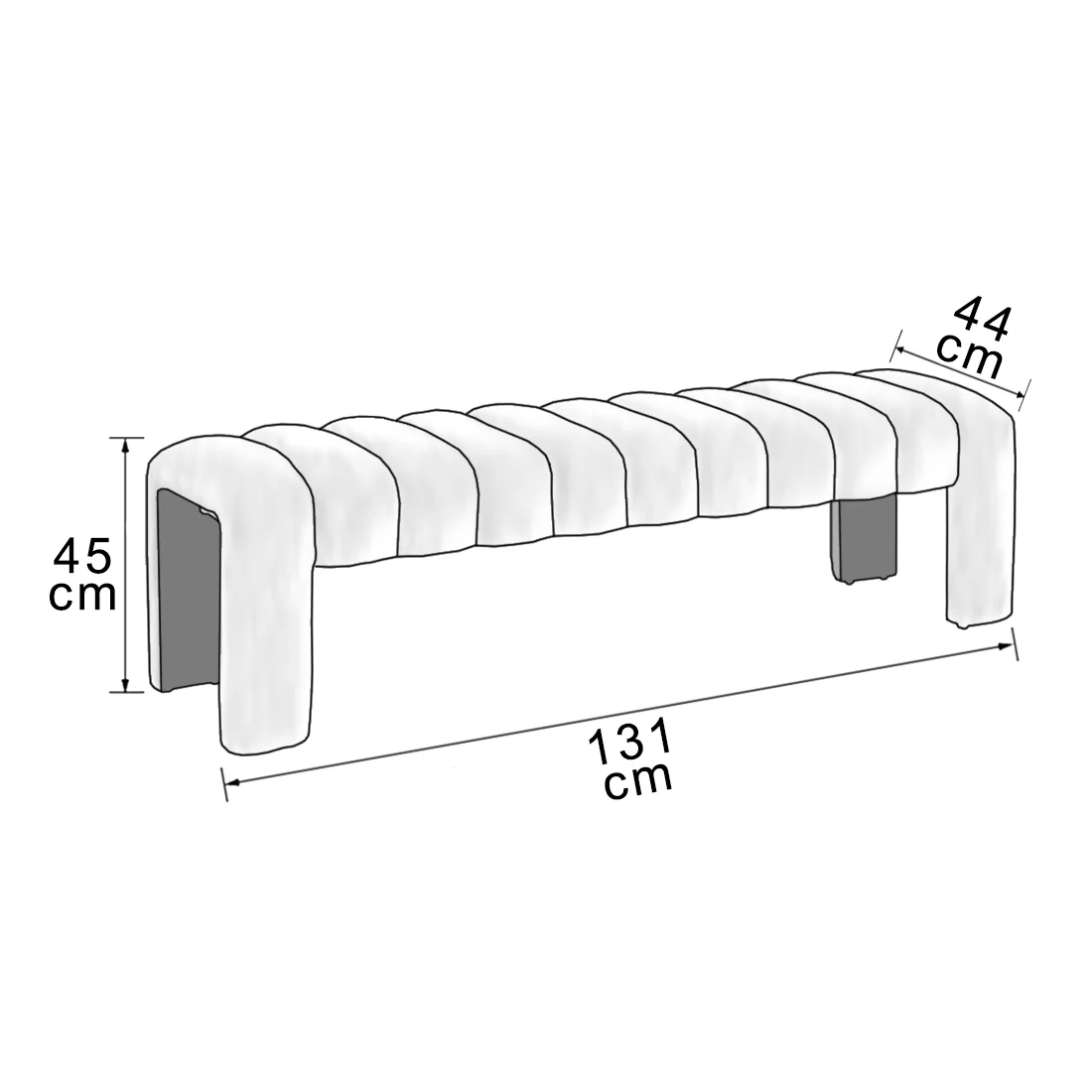 Modern Contemporary Ribbed Velvet Bench for Entryway Living Room