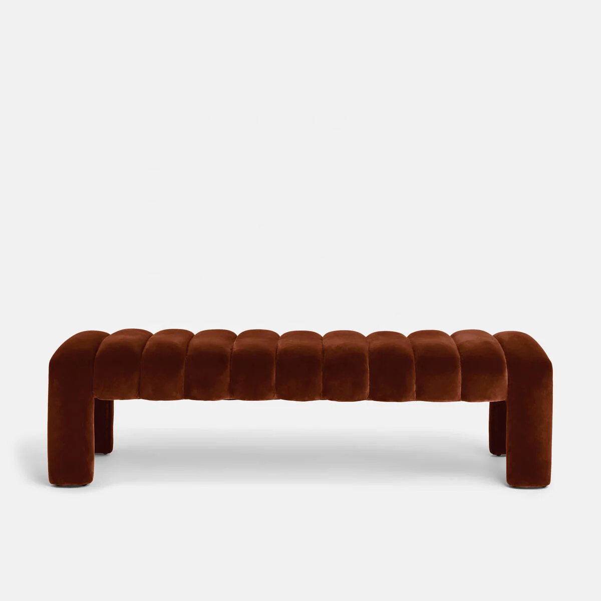 Modern Contemporary Ribbed Velvet Bench for Entryway Living Room