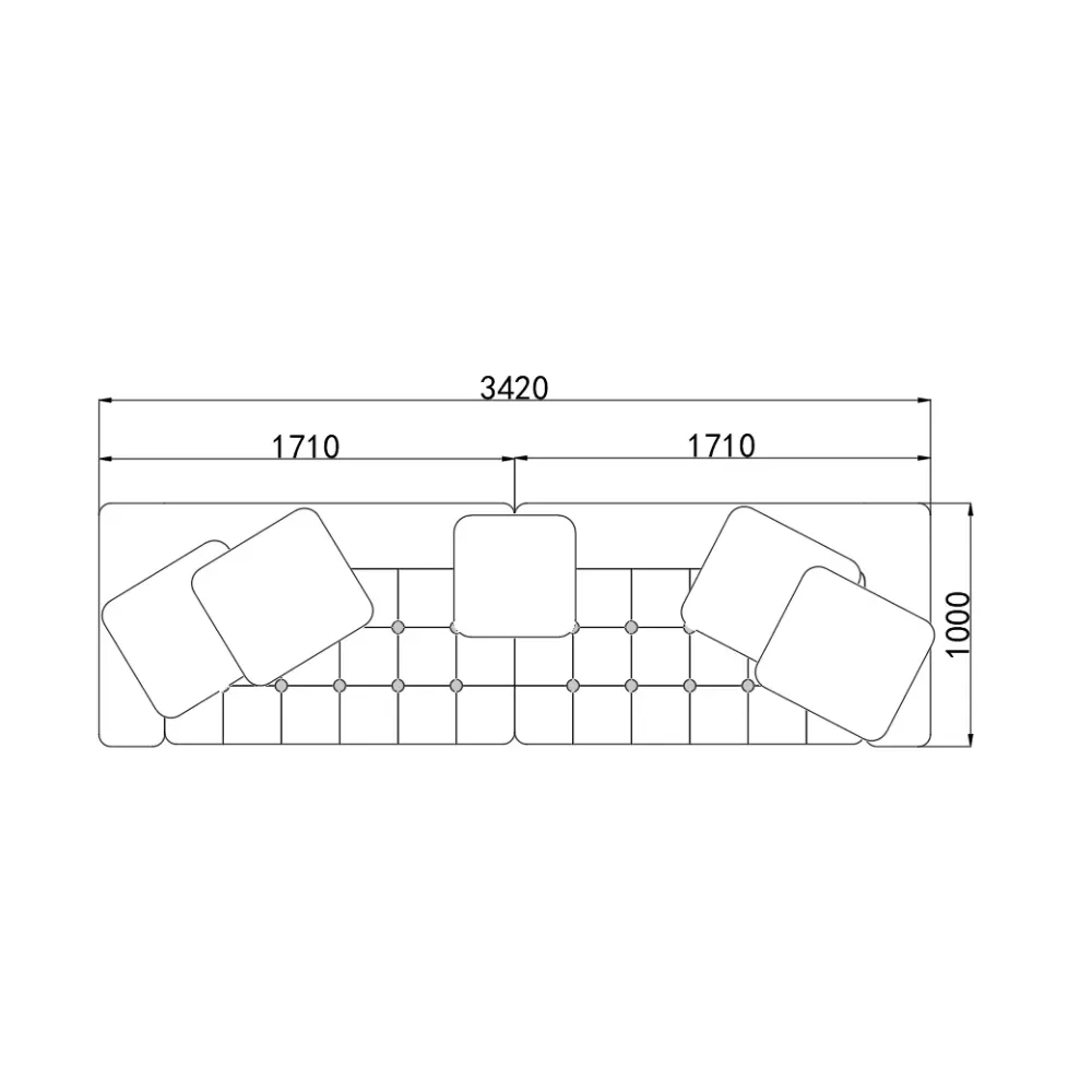 Modern Dark Grey Fabric Sofa with Tufted Seats and Accent Pillow