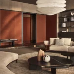 Modern Dark Wood Bench with Cushion for Entryway Living Room