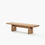 Modern Dark Wood Bench with Cushion for Entryway Living Room