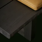 Modern Dark Wood Bench with Cushion for Entryway Living Room