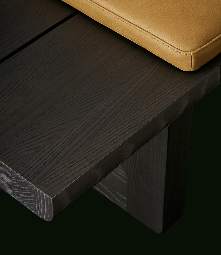 Modern Dark Wood Bench with Cushion for Entryway Living Room