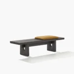 Modern Dark Wood Bench with Cushion for Entryway Living Room
