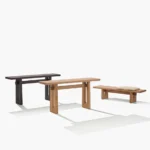 Modern Dark Wood Bench with Cushion for Entryway Living Room