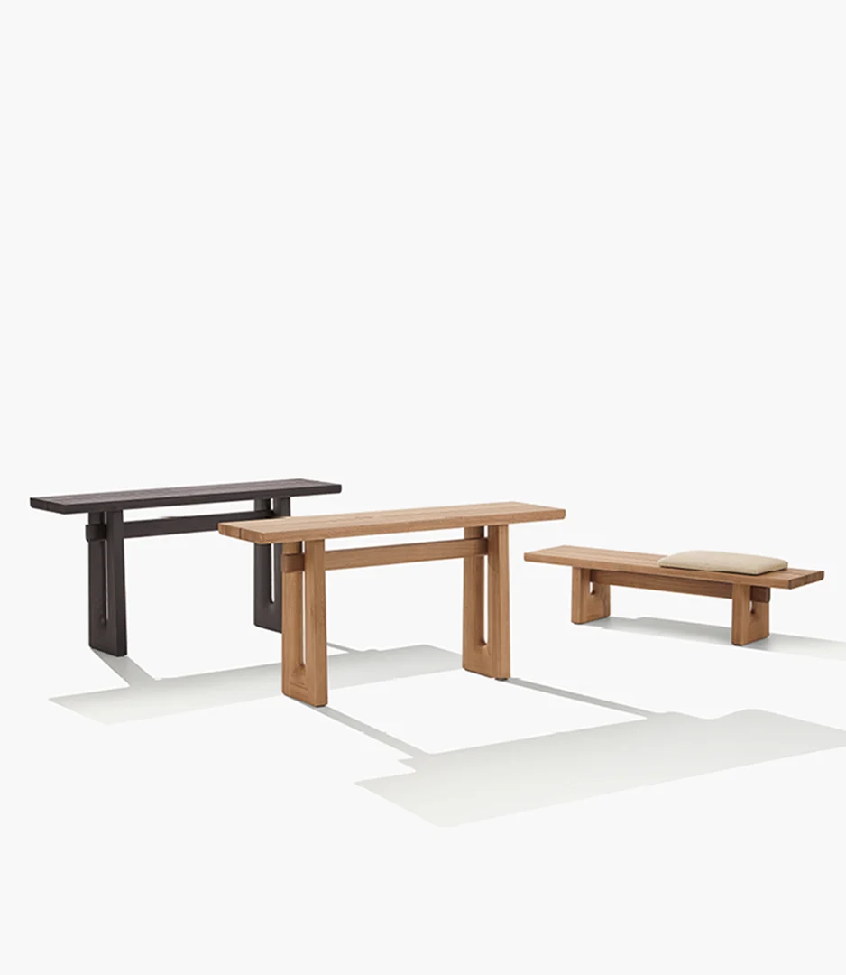 Modern Dark Wood Bench with Cushion for Entryway Living Room