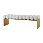 Modern Gold Frame Entryway Bench with White Cylinder Cushions