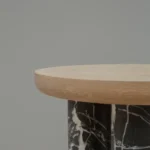 Modern Oak Bench with Black Marble Base for Entryway