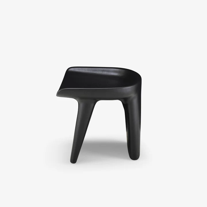 Modern Sculptural Black Plastic Stool for Living Room