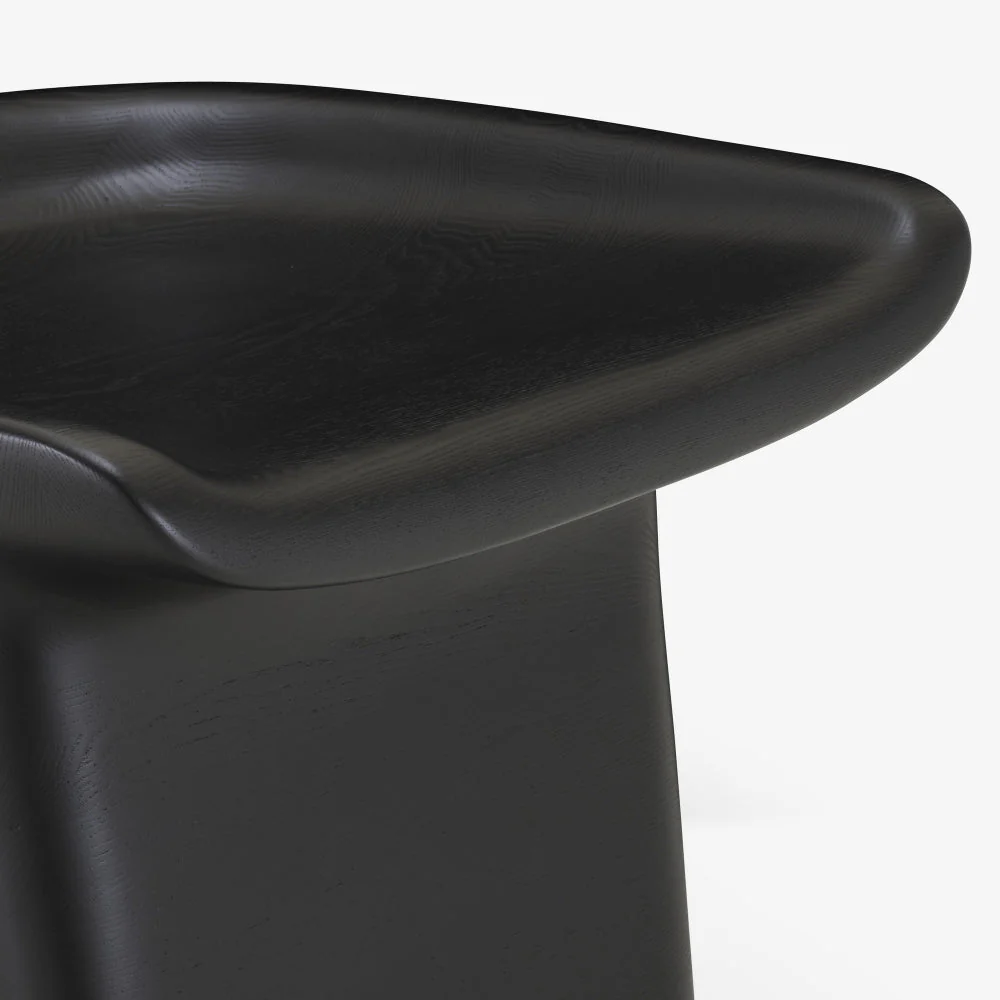 Modern Sculptural Black Plastic Stool for Living Room