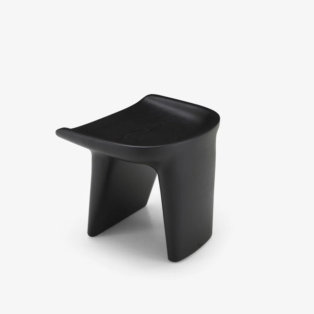 Modern Sculptural Black Plastic Stool for Living Room