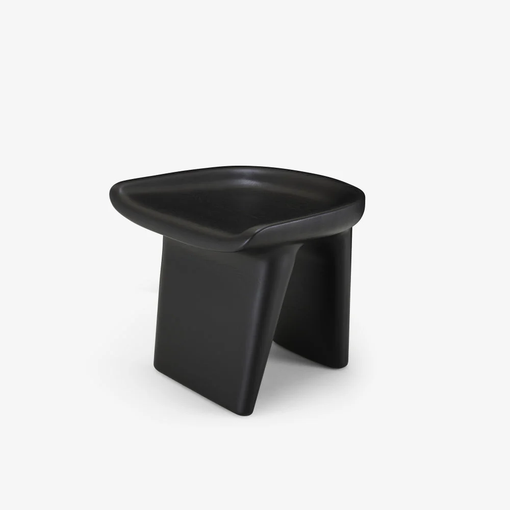 Modern Sculptural Black Plastic Stool for Living Room