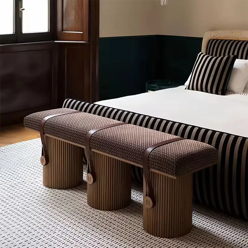 Modern-style upholstered adjustable ottoman for living room or bedroom