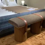 Modern-style upholstered adjustable ottoman for living room or bedroom