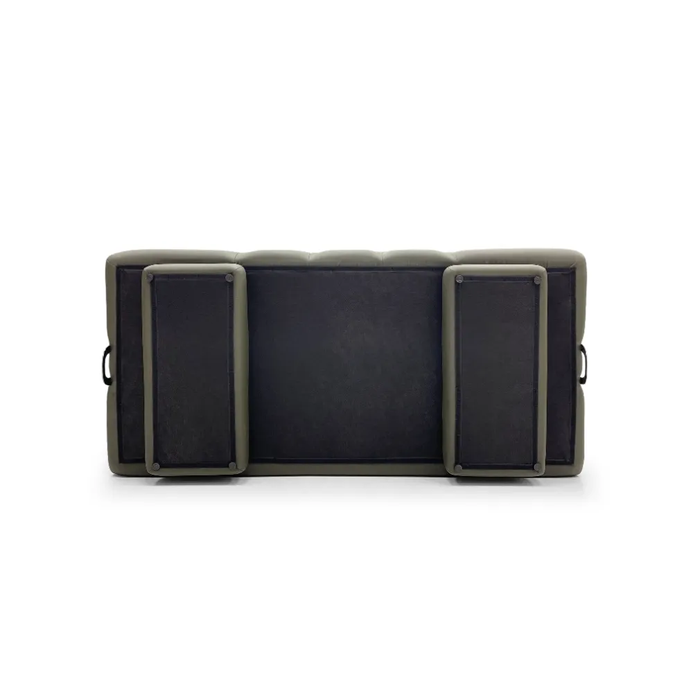 Mustard Velvet Tufted Four Seater Sofa with Fur Pillow