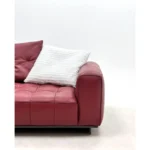 Navy Blue Leather Four Seater Tufted Sofa