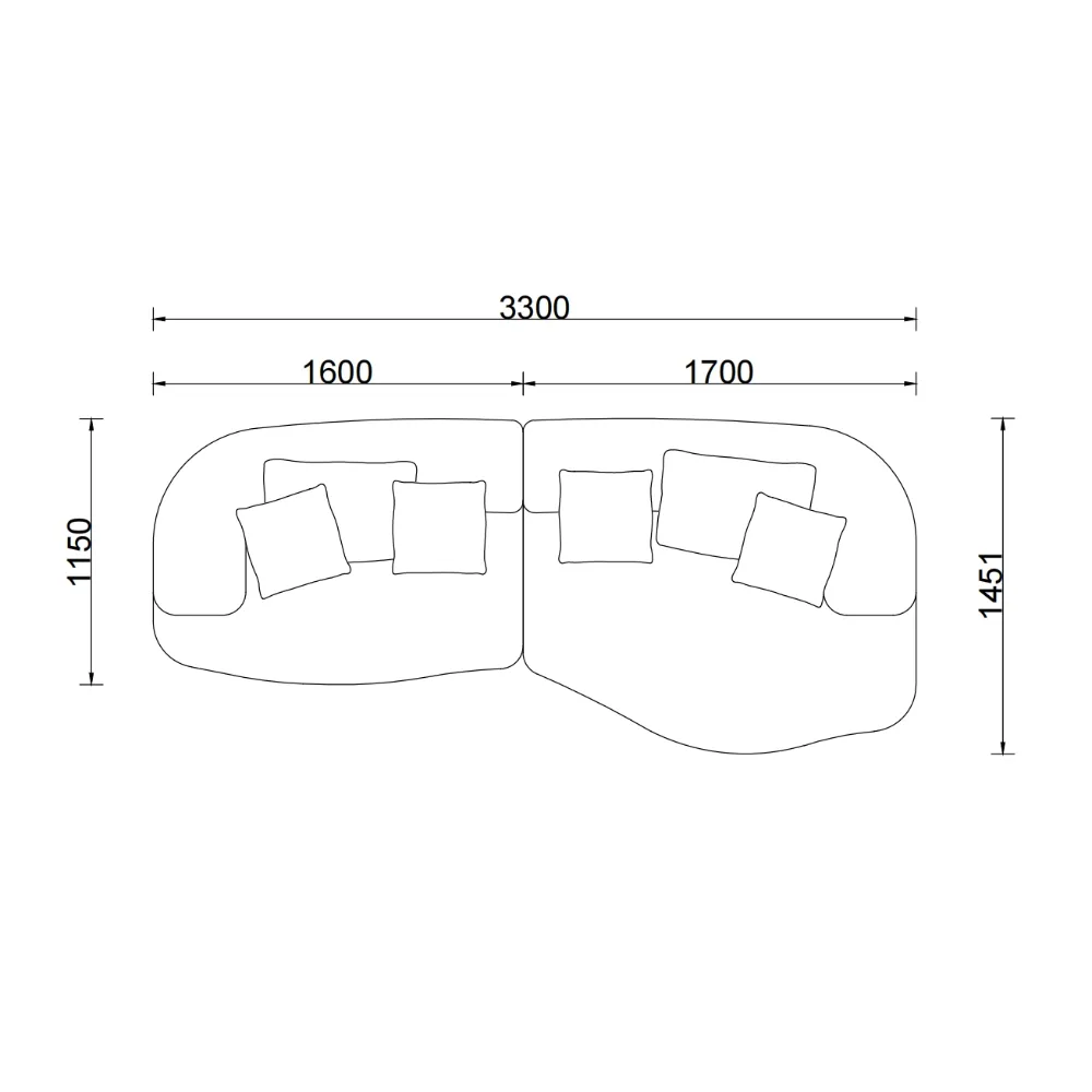 Off-white Wool Boucle Curved Four Seater Sectional Sofa