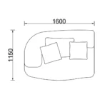 Off-white Wool Boucle Curved Four Seater Sectional Sofa