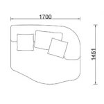 Off-white Wool Boucle Curved Four Seater Sectional Sofa