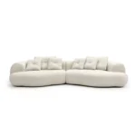 Off-white Wool Boucle Curved Four Seater Sectional Sofa