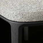 Oval Light Grey Fabric Ottoman with Black Wood Legs