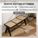 Rattan Insert Black Wood Dining Entryway Bench