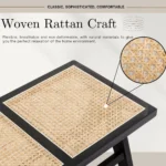 Rattan Insert Black Wood Dining Entryway Bench