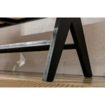 Rattan Insert Black Wood Dining Entryway Bench