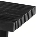 Ribbed Black Wood Bench for Entryway Living Room