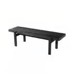 Ribbed Black Wood Bench for Entryway Living Room