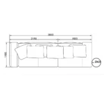 Tan Leather Five Seater Sofa with Metal Accents and Pillows