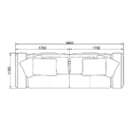 Tan Leather Five Seater Sofa with Metal Accents and Pillows