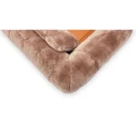 Tan Leather Fur Accent Four Seater Sofa